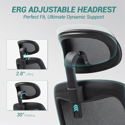 750 LBS Big and Tall Office Chair Heavy Duty 500/700 LB Capacity, Ergonomic Mesh PC Desk Chair w/4D Arms, Wide Seat Plus Size Executive Gaming Chair, Black - Image 6