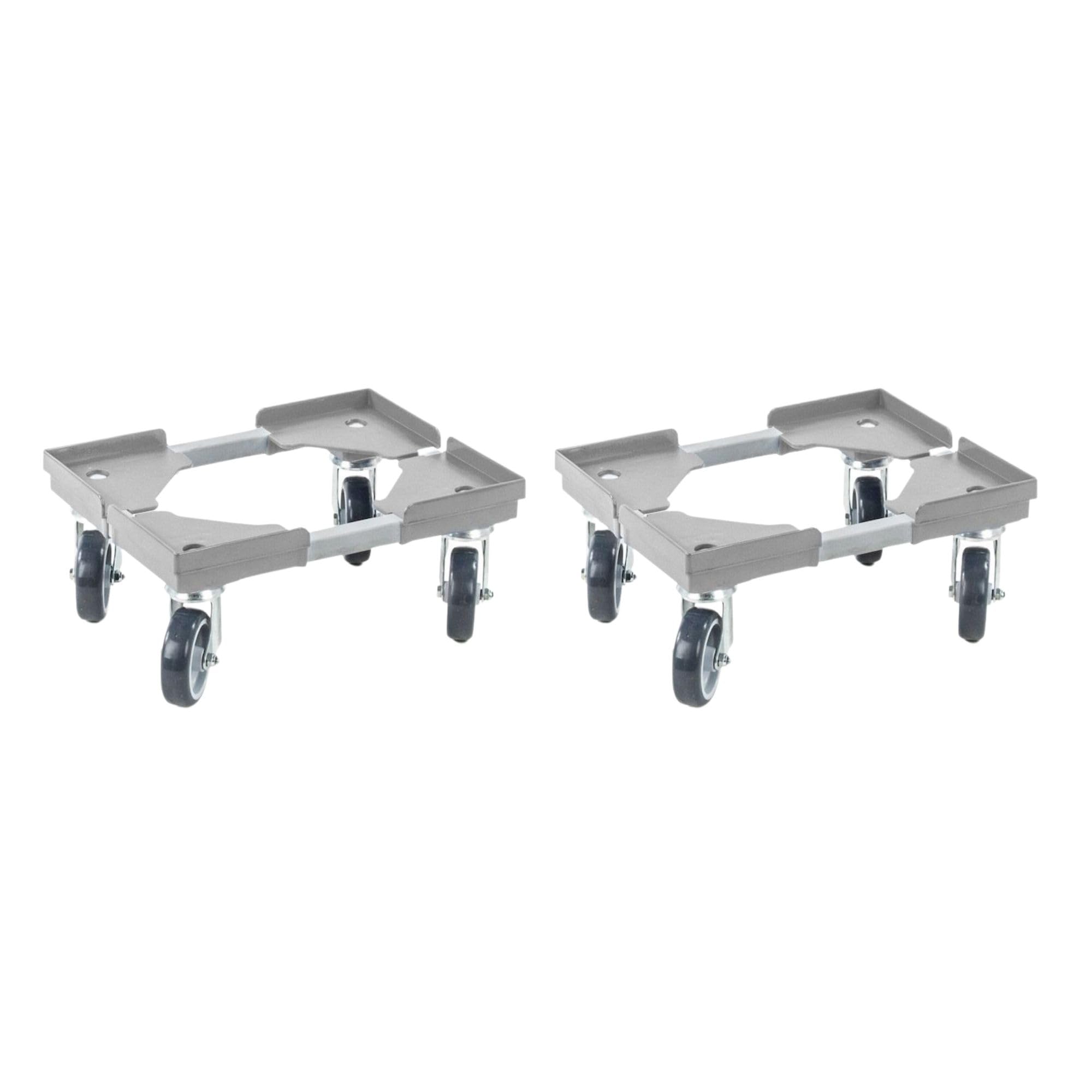 PROREGAL Sparset 2X Profi-Flex Transportroller für Euroboxen 40x30cm mit Kunststoffräder grau | 4 Lenkrollen | montiert | Traglast 300kg | Kistenroller Logistikroller Rollwagen Profi-Fahrgestell