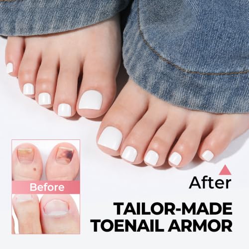 Image of UNA GELLA Pure White Toe Nail Press Ons Tip, 15 Sizes Sharp Square Soft Gel Fake Press On Toenails White, 180Pcs Full Cover Pre-designed False Gel Toe Nails Extension for Home DIY Salon Pedicure