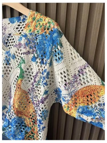 Image of Verdusa Women's Crochet Beach Summer Sweater 3 /4 Length Sleeve Boho Off The Shoulder Tops