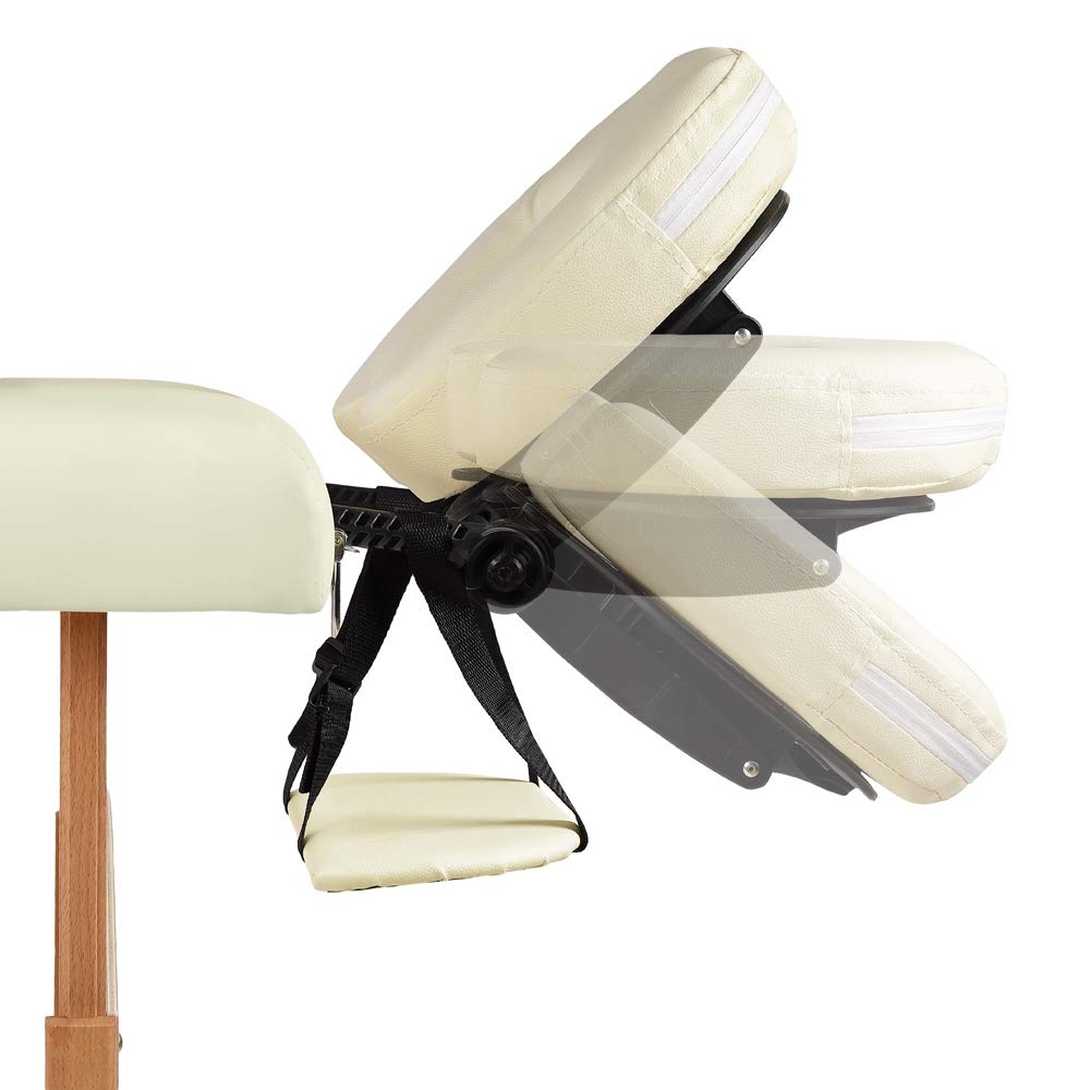 Melko Mobile Massageliege Holz Massagetisch Massagebank klappbar höhenverstellbar 3 Zonen Therapieliege Beige
