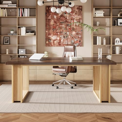 Tribesigns JW0715-DESKS 63 Inch Wood Home Office Desk For Study Room, Wooden Simple Office Desk Large Computer Desks Rustic Brown Writing Table Business Workstation thumb #2