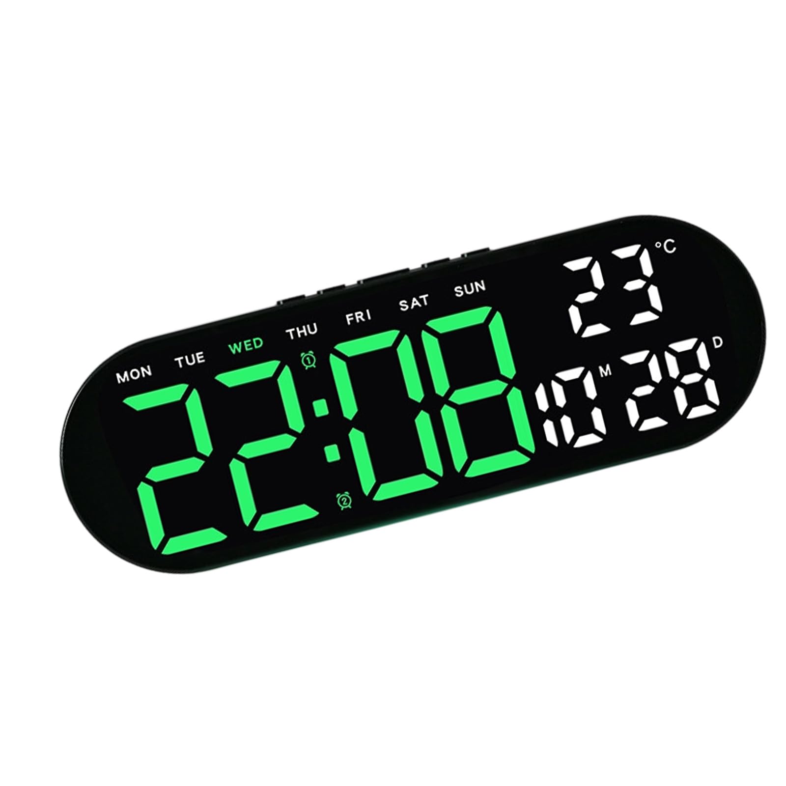 Mekalero Green Light Led Digital Alarm Clock With 2 Brightness Dimmer Alarm Sound Electric Desk Clock For Bedroom Living Room Bedside Digital