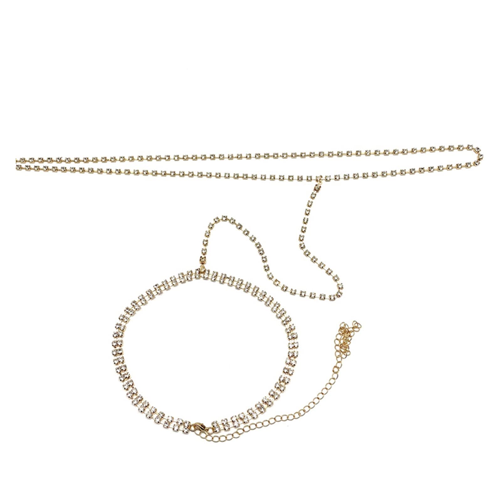 Body Chain Damen Kette - Goldfarbene einfache Strandkette mit Kreuzband für Taille und Bauch - Schwarze Harnaskette - Edler Schmuck für Damen - Accessoires