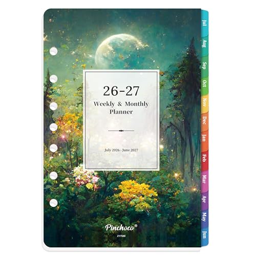 2026-2027 Planner Refills - Planner Refills 2026-2027 JUL 2026 - JUN 2027 5-1/2 x 8-1/4 A5 Planner Inserts 26-27 Planner Weekly and Monthly with 7-Hole Punched Colorful Tabs - Dreaming Moon