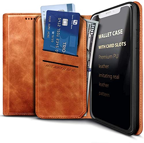 E-Began Wallet Case for Alcatel 3V (2019), Credit Card Holder, Kickstand Feature Premium