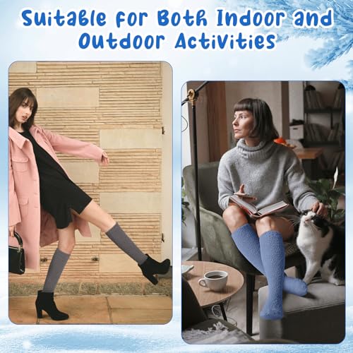 Image of Liitrsh 12 Pairs Fuzzy Socks for Women Knee Fuzzy Socks Long Slipper Socks Warm Cute Winter Socks High Cozy Christmas Fluffy Socks for Women Comfort Sleeping Home, 12 Colors