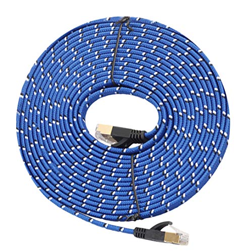 Kglsfjop 10m Gold Plated CAT-7 10 Gigabit Ethernet Ultra Flat Patch Cable for Modem Router LAN Network, Built with Shielded RJ45 Connector