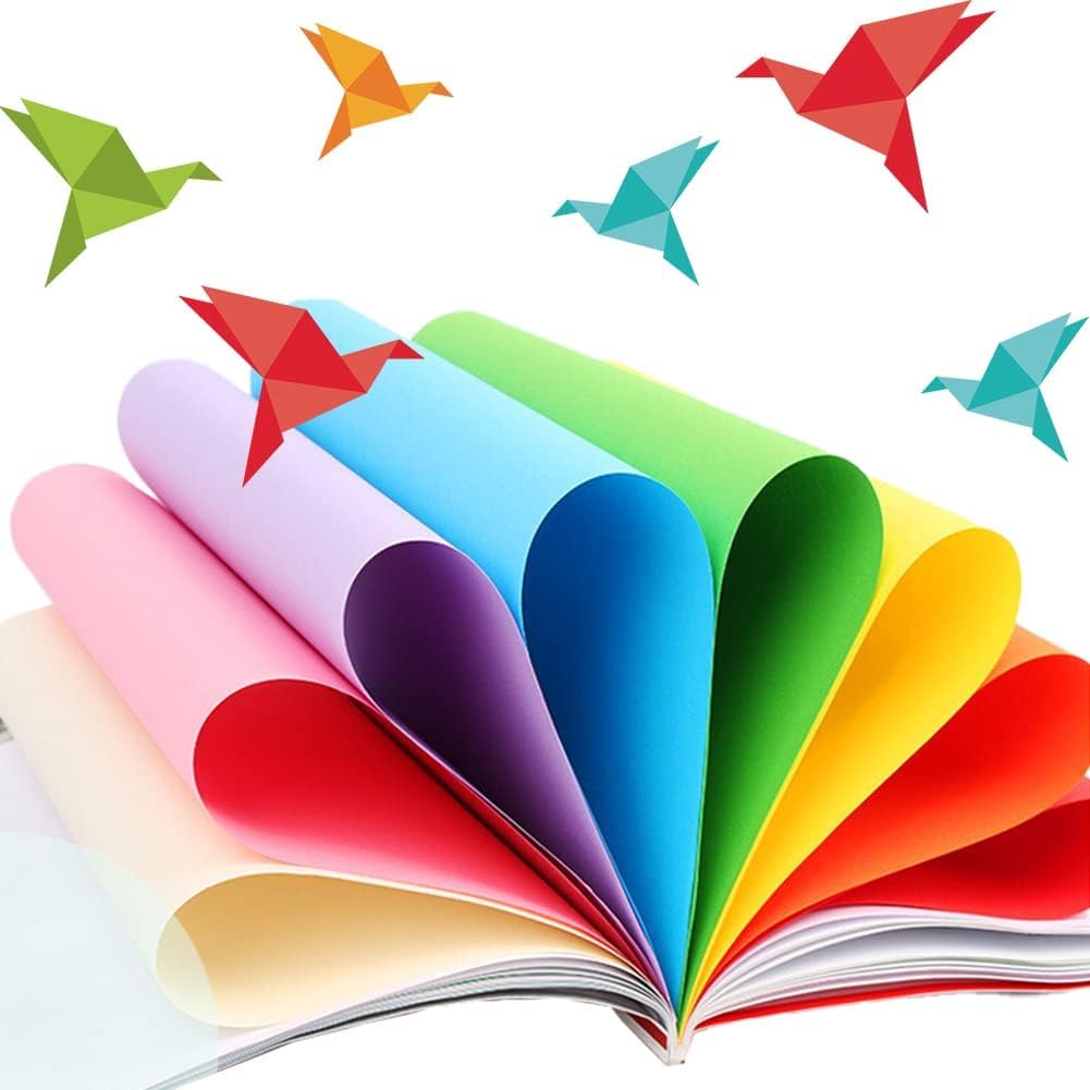 Lot 200 Feuilles Papier Cartonné Coloré A4 Origami - 20 Couleurs Vives Double Face