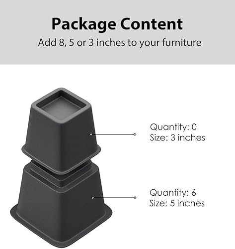 Miniatura 6 de TomGear Elevadores de muebles de cama de 5 pulgadas, elevadores de cama resistentes de 5 pulgadas, elevadores de muebles para cama, sofá,