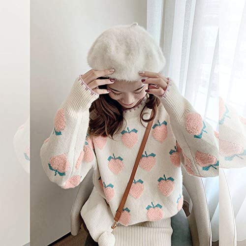 CORIRESHA Womens Pullover Sweater Casual Sweet Strawberry Long Sleeve Loose Knitted Sweater Tops4