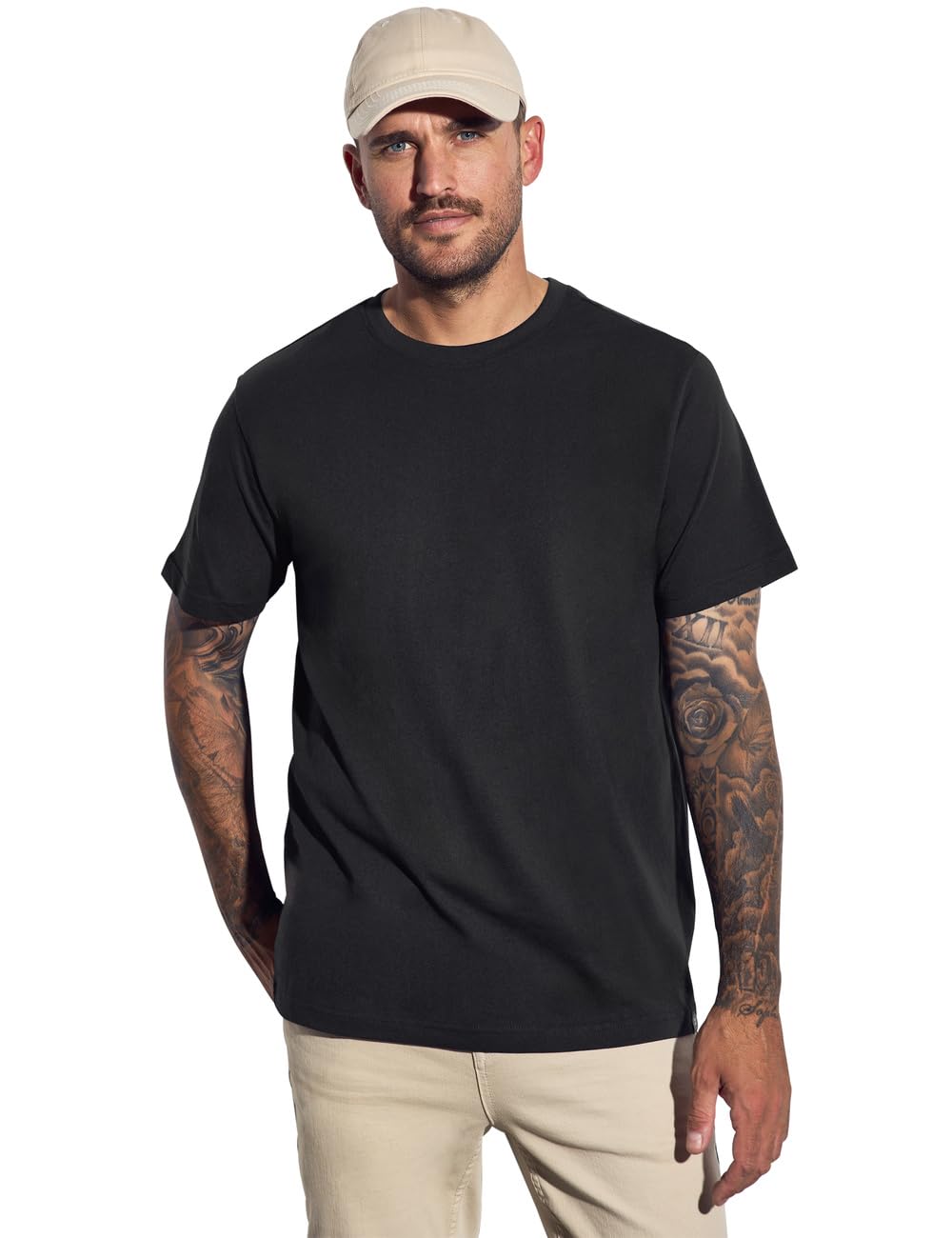 Street One Men Herren Herren Basic T-Shirt aus Reiner Baumwolle Basic T-Shirt in Unifarbe (1er Pack)