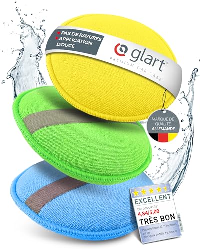 Glart 43PP Éponge à polir à la main en Microfibre, lot de 3, 130x25 mm, tampon applicateur de cire pour cires,...