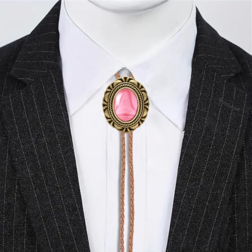 Image of GelConnie Native American Bolo Tie Rodeo Cowboy Leather Necktie Western Necklace Costume Accessories for Men,Women