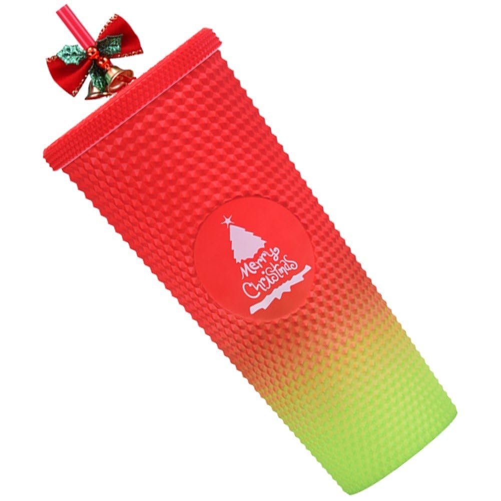 Gobelet de Noël anti-condensation avec couvercle étanche et paille