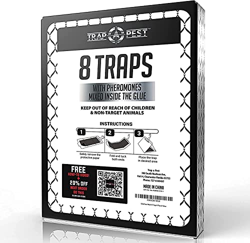 Trap A Pest TPCMT8PK Clothing Moth Traps - 8 Pack - Non Toxic Moth Traps For Clothes With Pheromone Attractant - Odorless Sticky Traps For Closet thumb #4