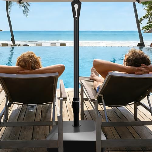 Image of AreShark Wheeled Patio Umbrella Stand, Mobile Outdoor Umbrella Base | Holds 6-10FT Umbrellas. Fill With Water /Sand. Rust-Resistant Steel Base. Easy Setup. Ideal For Patio, Deck, Pool