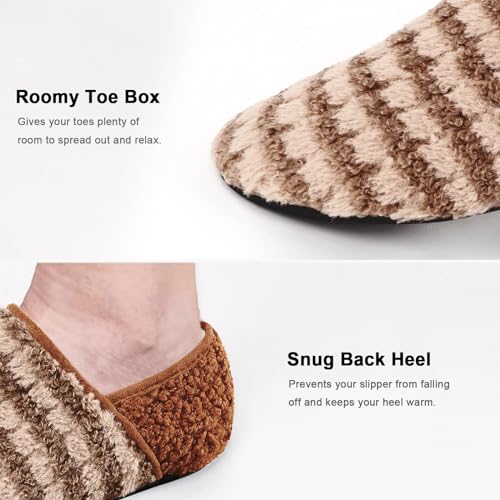 DOMMARE Fuzzy Men Women Slippers, Socks House Slipper Indoor Closed Back Lightweight Cozy Faux Furry Lining Barefoot Slippers, Travel Slippers Non-Slip Sole Warm Slippers4