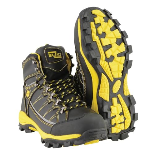 Bazalt MBM9122 Men's Black with Yellow Water and Frost Proof Leather Outdoor Lace-Up Boots - 103