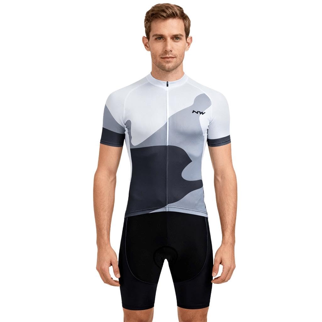 Moxilyn Ensemble maillot de cyclisme à manches courtes pour homme - Maillot de cyclisme à manches courtes + pantalon de cyclisme avec gel 9D - Veste et pantalon de cyclisme en gaze d'origine