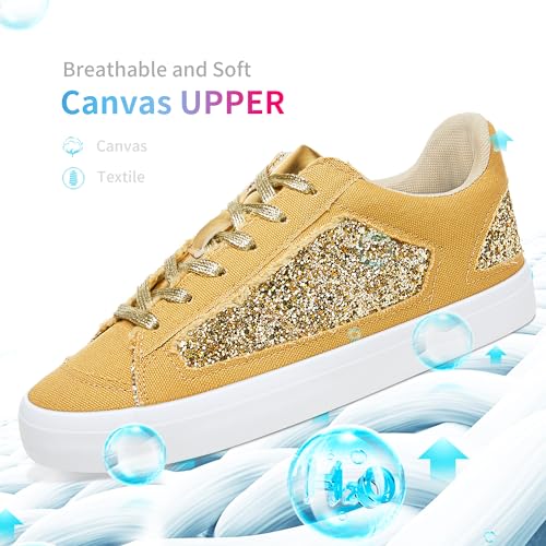 Obtaom Women Glitter Sneakers Sparkly Sequin Canvas Fashion Sneakers Comfortable Lace Up Shiny Bling Shoes for Wedding Party3