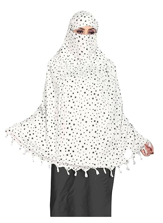 Image of Cotton Long Scarf Cum Mask Scarves Usable for Vehicle Driver | White Printed Design Fabric | Universal Size | Soft & Breathable Sun Protection | For Girl & Women