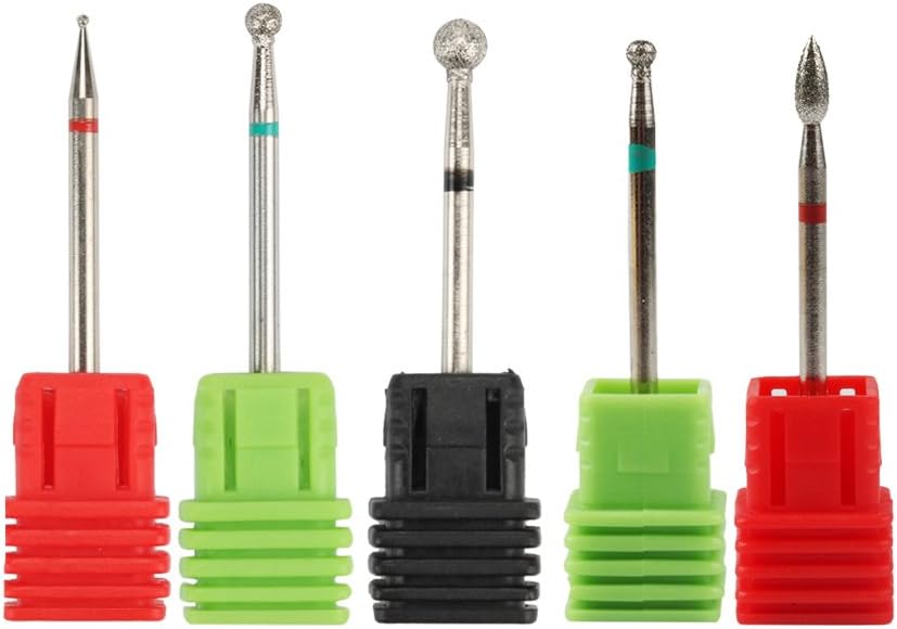 5pcs Diamond Nail Drill Bits Rotary Burr Cuticle 3/32" Shank For DIY File Nail Drill Machine Accessories Salon Manicure Pedicure Tool