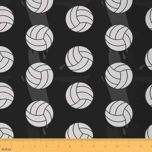 Premium Volleyball Game Fabric by the Yard – Versatile Sports-Themed Upholstery and DIY Fabric for Kids' Projects – Stylish Black and Grey Design Perfect for Crafting and Home Decor