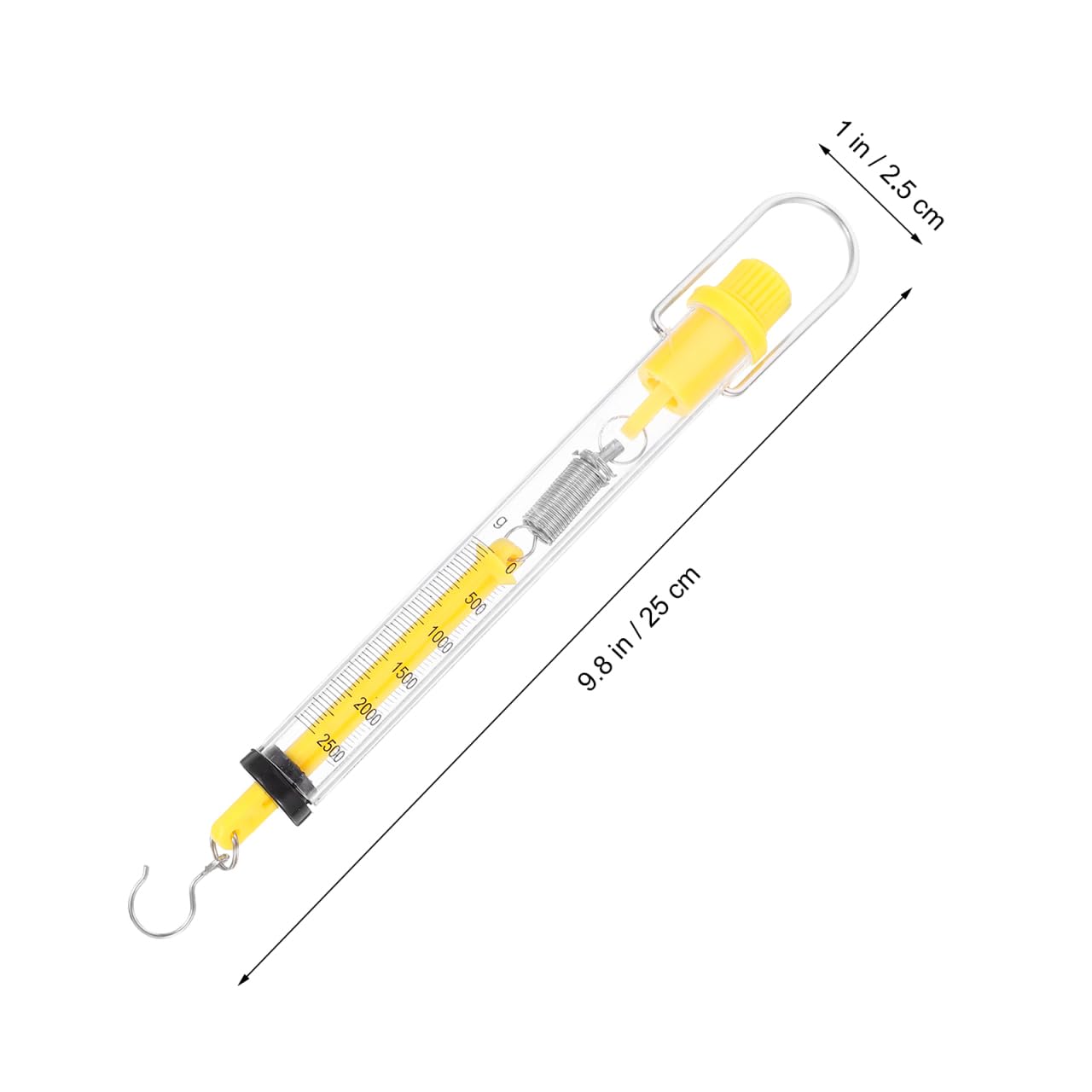 Báscula de resorte de plástico, 2,5 kg, portátil, para colgar, Newton, medidor de fuerza, con gancho para profesores, estudiantes, laboratorios, 4 unidades