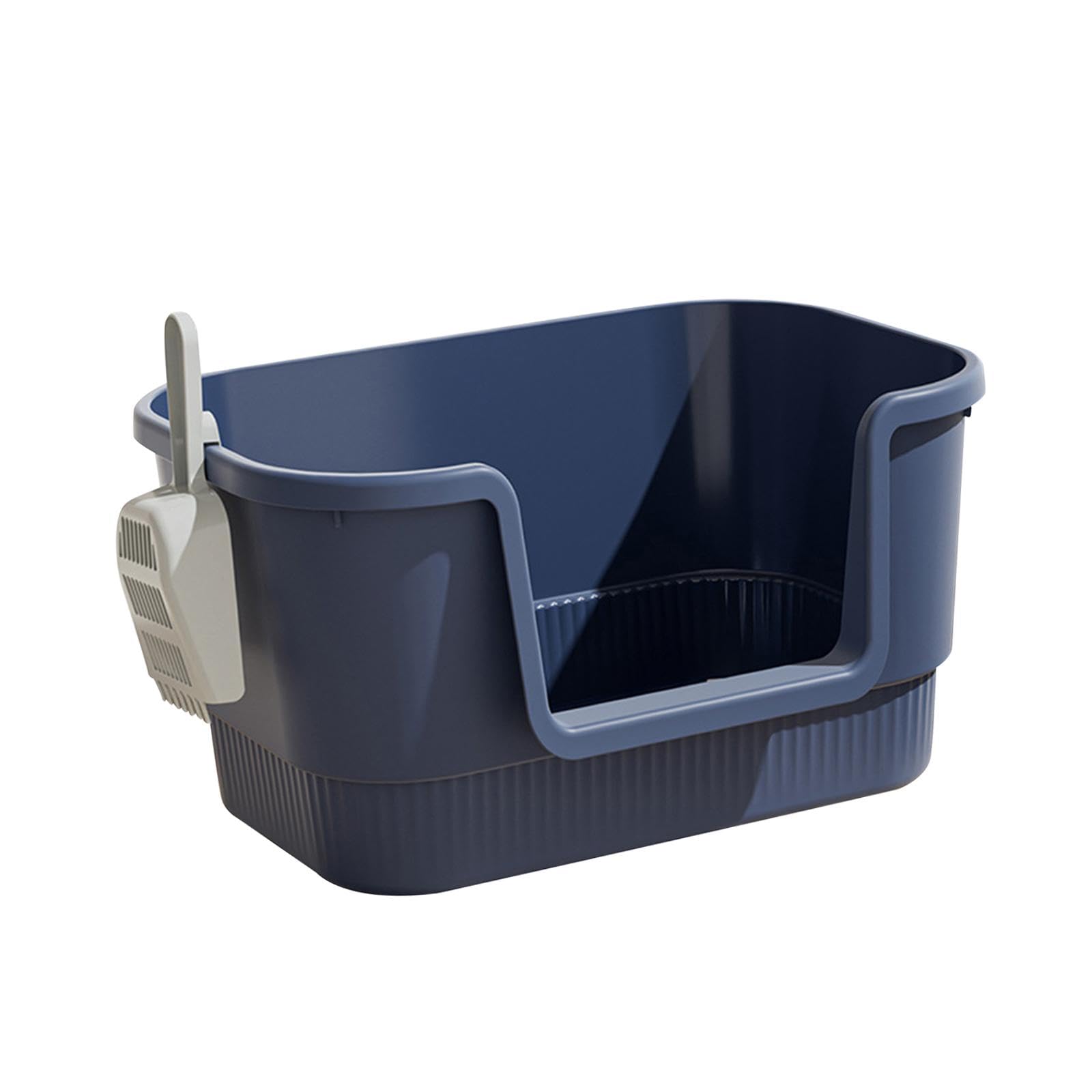 Milageto Open Litter Box Cat Toilet Extra Large with High Sides Kitty Litter Box Cat Toilet Sandbox for for All Kinds of Cat Litter, Blue