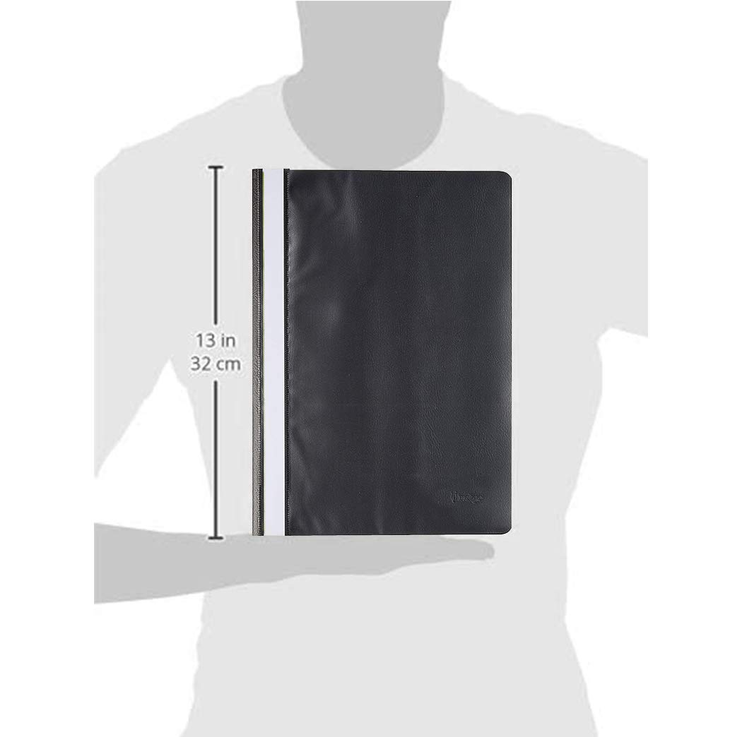 Indigo® A4 Project Folders - Black Report Files with Clear Front Cover & 2-Prong Fastener, 30-Sheet Capacity (Pack of 25) - Image 4