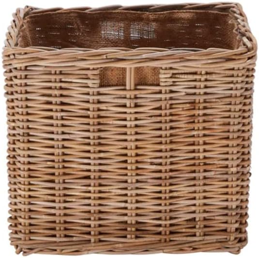 Wovenhill | Large Kubu Square Log Basket | Handmade Natural Rattan Storage Box | W46 x D52 x H52cm