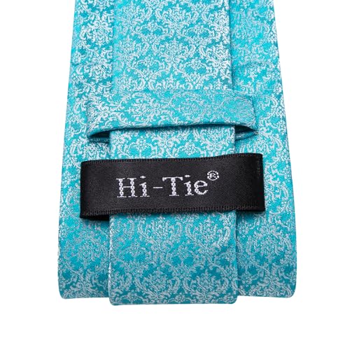 Image of Hi-Tie Men Ties Sets Silk Stripe Paisley Necktie Pocket Square Cufflinks for Business Wedding