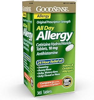 GoodSense All Day Allergy, Cetirizine Hydrochloride Tablets, 10 mg, Antihistamine, 365 Count