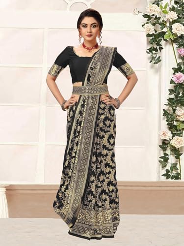 Image of TRENDMALLS Women's Banarasi Silk Saree with Unstitched Blouse Piece