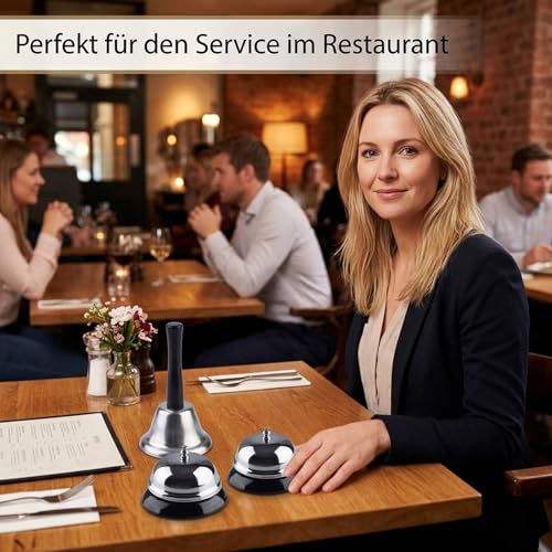 3 Stück Glocke, Tischglocke, Handglocke, Rezeption, Küche, Hotel, Weihnachten, Restaurant, Bar, Telefon, Haus, Klar Und Laut, Aus Edelstahl Und Langlebig