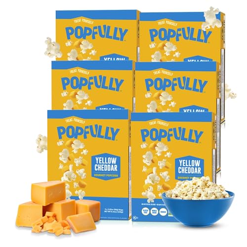 POPFULLY Fully Pops Yellow Cheddar Popcorn, 2.75oz Sharing Bags, 18-Pack,...