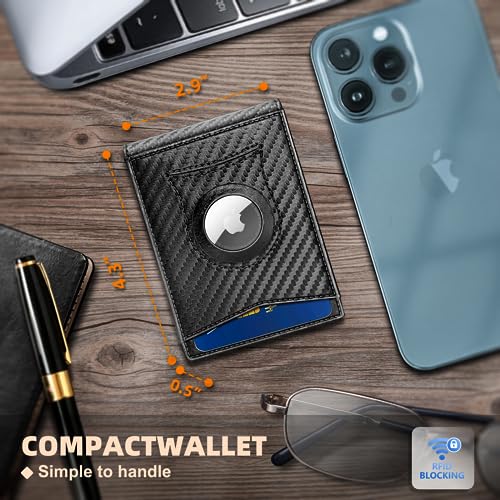 KS Mens Wallet Gift Airtag or Standard Use,Slim Front Pocket Leather Wallet Money Clip 11 cards RFID Blocking4