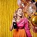 2 Pack 3.2ft x 8.2ft Gold Metallic Foil Curtains, Big Laser Glitter Fringe Rain Curtain Photo Booth Backdrop Tinsel Curtain Streamer for Birthday Wedding Graduations Christmas Event Party Supplies