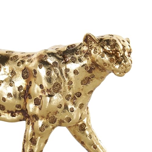 Estatua decorativa de leopardo de resina dorada 10 x 3 x 7 pulg miniatura 4