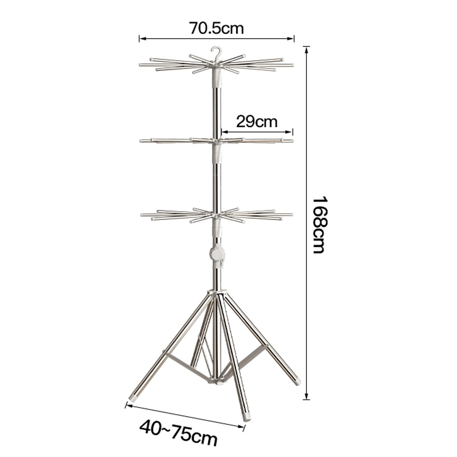 FAXIOAWA Tendedero Plegable para Ropa, de Acero Inoxidable, para Ropa, Toallas, Productos para bebés, Altura Ajustable, Suelo Plateado