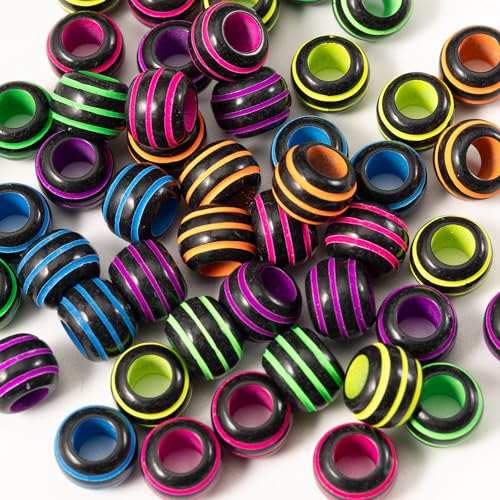 Image of 1000Pcs Acrylic Kandi Pony Beads Bulk for Bracelet Jewelry Making Supplies | Mix Candy Color,Round,crystal,large hole beads,