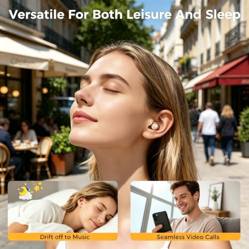 Aesthetic Upgraded Wireless Earbuds 2-in-1 with Day & Night Modes, Bluetooth 6.0 Ultra-Mini Headphones, Built in Mics & HIfi Stereo Earphones, IPX5, All in Comfortable Ear buds (Champagne Gold) by FADCAMELOS - Image 6