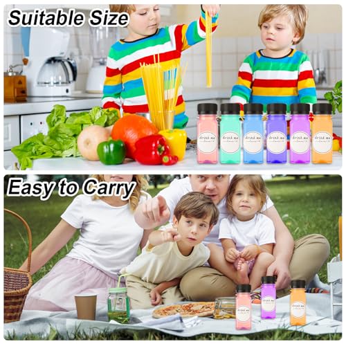 100 Pcs 2oz Clear Plastic Juice Bottles Containers with Lid for Liquids Small Reusable Ginger Shots Bottle Vial Beverage Container Leak Proof Mini Jars for Milk, Water, Ginger, Juice (Black)4