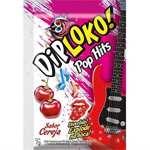 Bala Explosiva Dip Loko Pop Hits Cereja 1 CX com 15 unidades Danilla