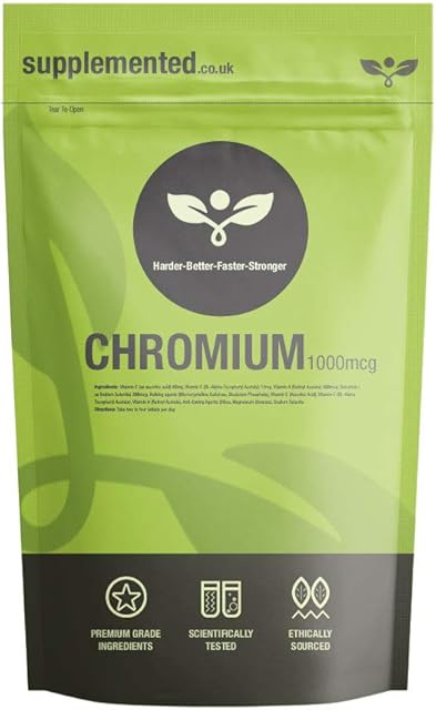 Chromium Picolinate 1000mcg 180 Tablets - Mineral Supplement - UK Made. Pharmaceutical Grade