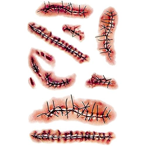 Zombie Scars Tattoos Xllree Bloody Scar with Fake Blood Costume Makeup Halloween Decorations Party Favor