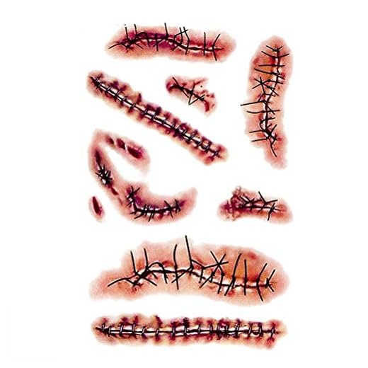 Allas Zombie Scars Tattoos Bloody Scar with Fake Blood Costume Makeup Halloween Decorations Party Favor