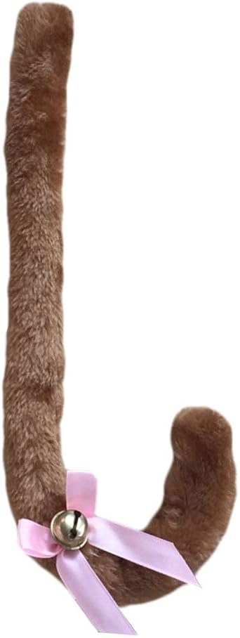 ZTL 27.5" Long Flexible Plush Cat Tail with Bowknot Bell Party Cosplay Accessories