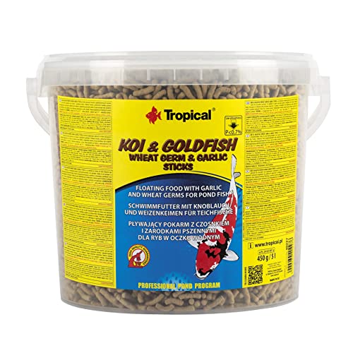 KOI&Goldfish Wheat Germ&Garlic Sticks 5L / 430g - Teichfischfutter für die tägliche Fütterung von Koi in einem Breiten Temperaturbereich von 8 bis 30°C